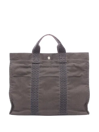 Pre-owned Hermes 1990-2000 Canvas Herline Mm Tote Bag In Grey
