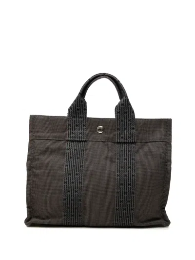 Pre-owned Hermes 1990-2000 Canvas Herline Pm Tote Bag In Grey