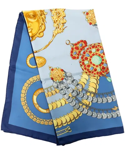 Pre-owned Hermes 1990-2000 Kosmima Silk Scarf 90 Scarves In Blue