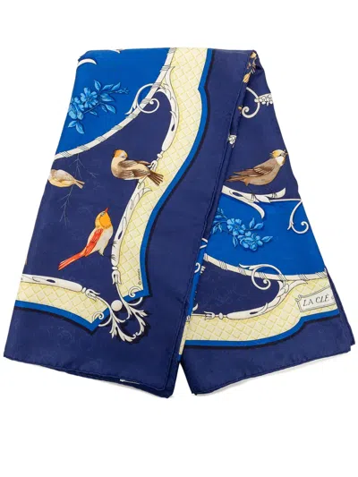 Pre-owned Hermes 1990-2000 La Cle Des Champs Silk Scarf 90 Scarves In Blue