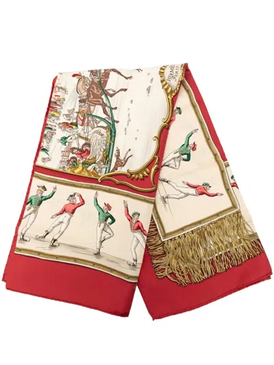 Pre-owned Hermes 1990-2000 Les Plaisirs Du Froid Silk Scarf 90 Scarves In Multi