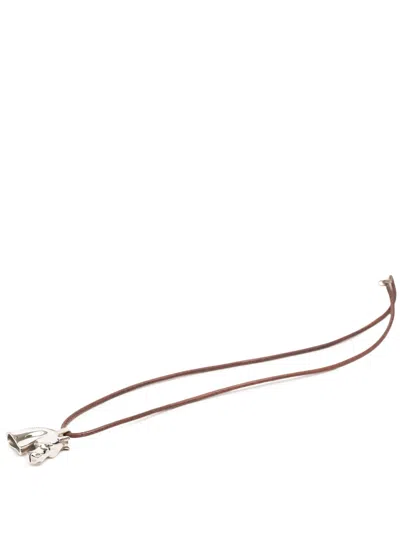 Pre-owned Hermes 1990-2000 Palladium Plated Horse Head Pendant Necklace Costume Necklace In Silver