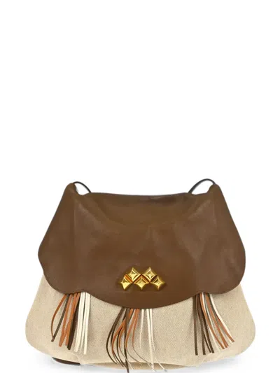 Pre-owned Hermes 1990-2000s Barenia Toile H Fringe Shoulder Bag In Neutrals