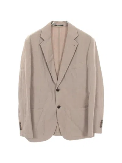 Pre-owned Hermes 1990-2000s Seersucker Button-up Jacket In Neutrals