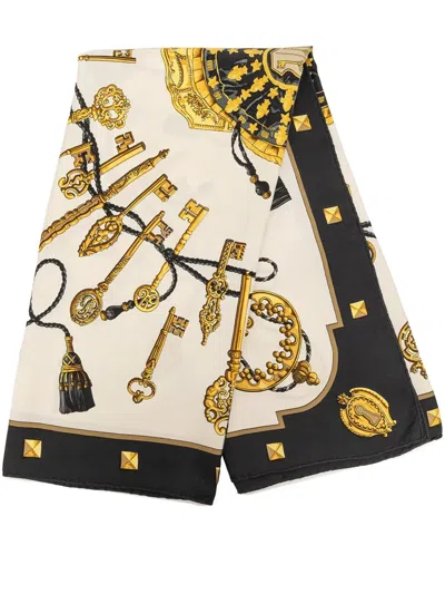 Pre-owned Hermes 1990-2001 Les Cles Silk Scarf 90 Scarves In Black