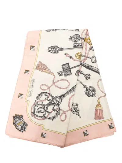 Pre-owned Hermes 1990-2001 Les Cles Silk Scarf 90 Scarves In Pink