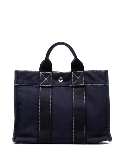 Pre-owned Hermes 1990-2006 Canvas Fourre Tout Pm Tote Bag In Blue