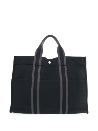 Pre-owned Hermes 1990-2010 Canvas Fourre Tout Mm Tote Bag In Black