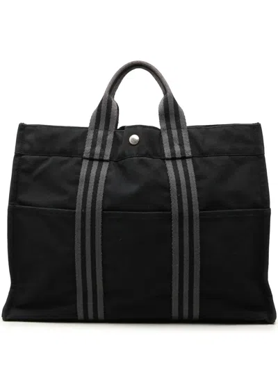 Pre-owned Hermes 1990-2010 Canvas Fourre Tout Mm Tote Bag In Black