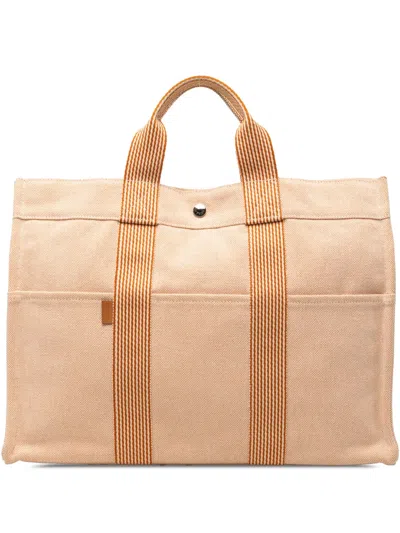 Pre-owned Hermes 1990-2010 Canvas Fourre Tout Mm Tote Bag In Orange