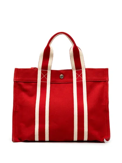 Pre-owned Hermes 1990-2010 Canvas Fourre Tout Pm Tote Bag In Red