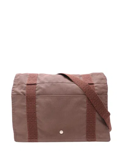 Pre-owned Hermes 1990-2010 Canvas Herline Besace Gm Crossbody Bag In Brown