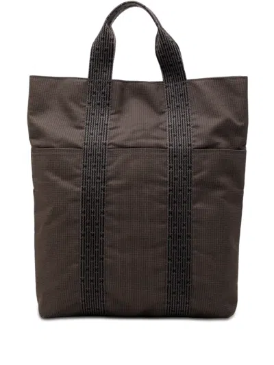 Pre-owned Hermes 1990-2010 Canvas Herline Cabas Tote Bag In Brown