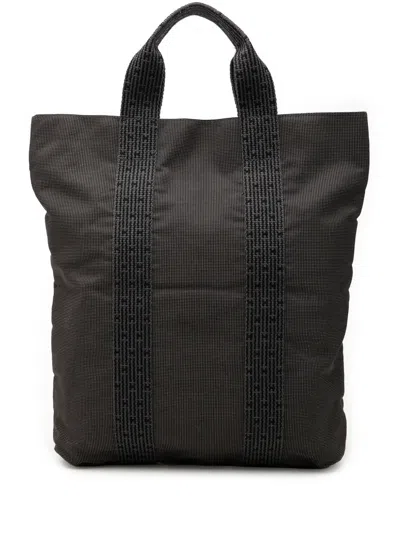Pre-owned Hermes 1990-2010 Canvas Herline Cabas Tote Bag In Gray
