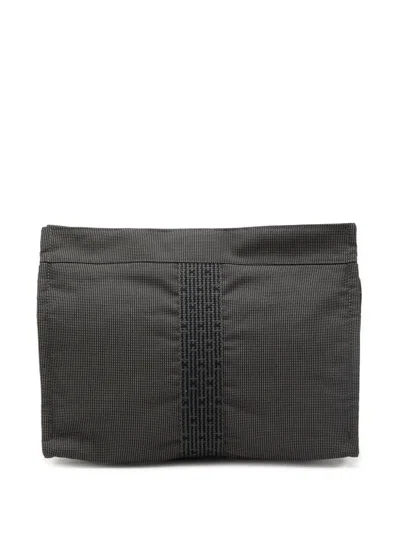 Pre-owned Hermes 1990-2010 Canvas Herline Clutch Bag In Grey