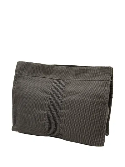 Pre-owned Hermes 1990-2010 Canvas Herline Clutch Bag In Grey