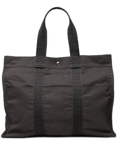 Pre-owned Hermes 1990-2010 Canvas Herline Gm Tote Bag In Grey
