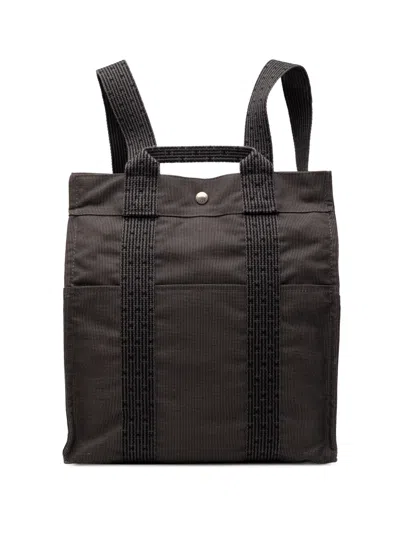 Pre-owned Hermes 1990-2010 Canvas Herline Mm Backpack In Gray