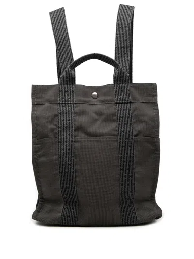 Pre-owned Hermes 1990-2010 Canvas Herline Mm Backpack In Gray