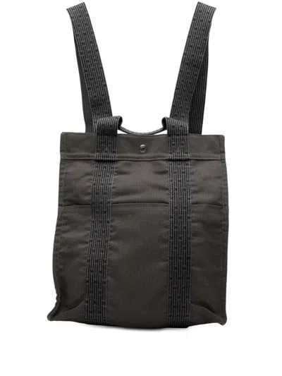 Pre-owned Hermes 1990-2010 Canvas Herline Mm Backpack In Gray