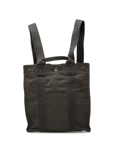 Pre-owned Hermes 1990-2010 Canvas Herline Mm Backpack In Grey