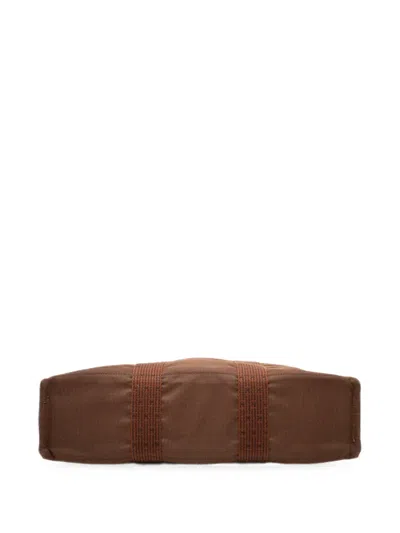 Pre-owned Hermes 1990-2010 Canvas Herline Mm Tote Bag In Brown