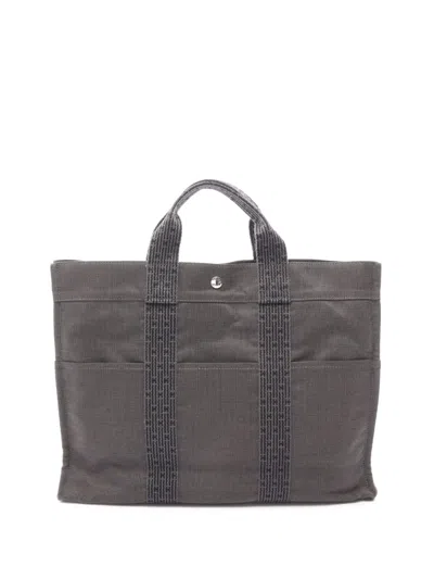 Pre-owned Hermes 1990-2010 Canvas Herline Mm Tote Bag In Gray