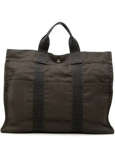 Pre-owned Hermes 1990-2010 Canvas Herline Mm Tote Bag In Grey