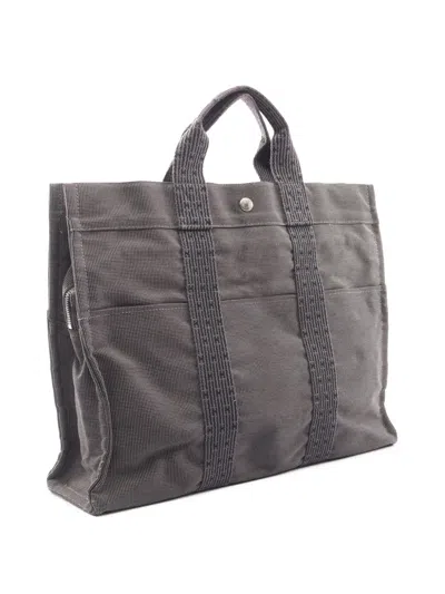 Pre-owned Hermes 1990-2010 Canvas Herline Mm Tote Bag In Grey
