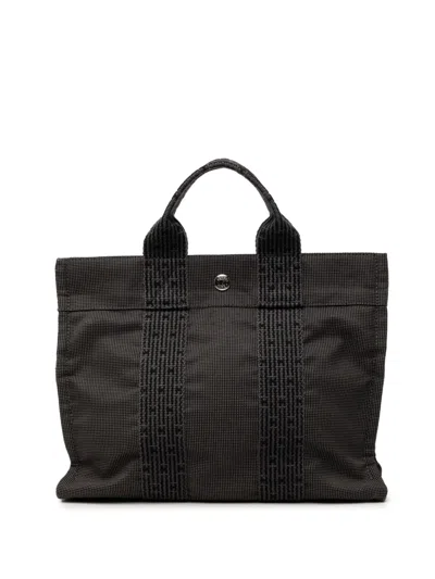 Pre-owned Hermes 1990-2010 Canvas Herline Pm Tote Bag In Black