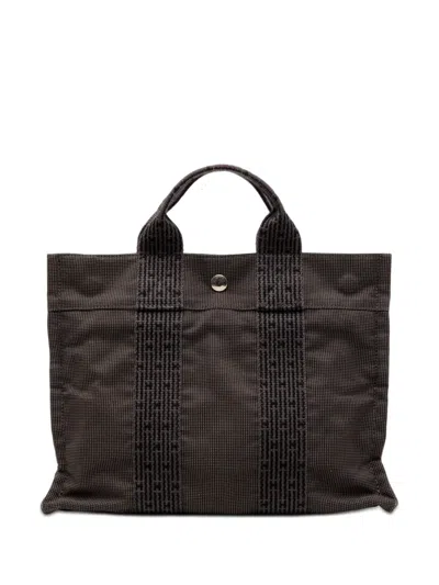 Pre-owned Hermes 1990-2010 Canvas Herline Pm Tote Bag In Gray