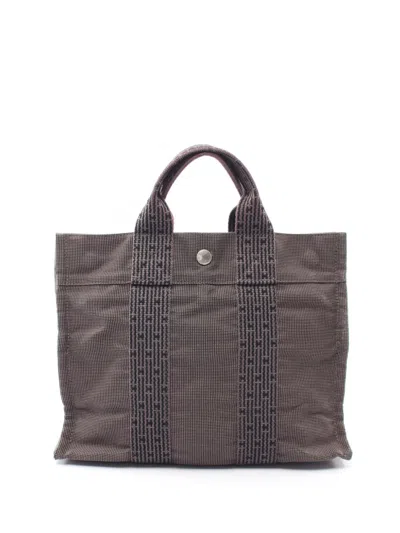 Pre-owned Hermes 1990-2010 Canvas Herline Pm Tote Bag In Grey