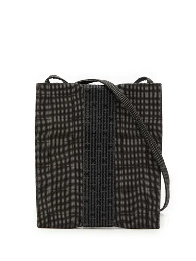 Pre-owned Hermes 1990-2010 Canvas Herline Pochette Crossbody Bag In Gray
