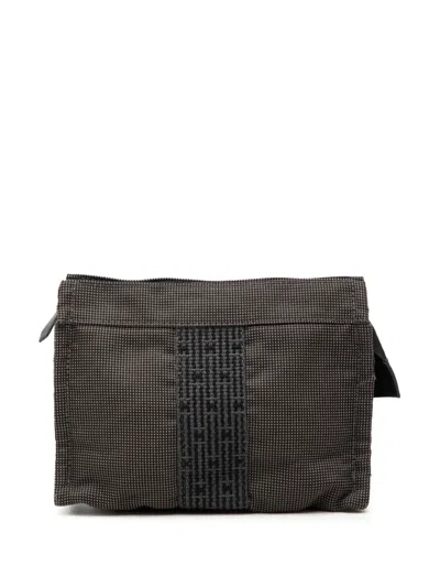 Pre-owned Hermes 1990-2010 Canvas Herline Pouch In Gray