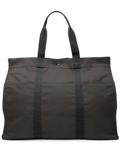 Pre-owned Hermes 1990-2010 Canvas Herline Tgm Tote Bag In Gray