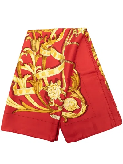 Pre-owned Hermes 1990-2010 Le Mors A La Conetable Silk Scarf 90 Scarves In Red