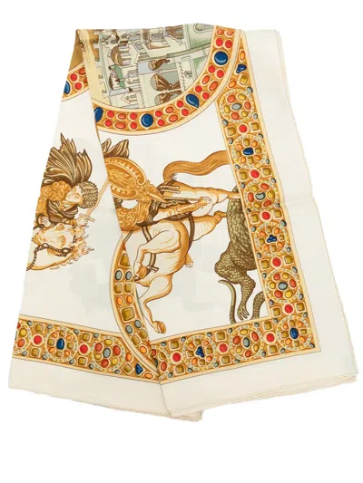 Pre-owned Hermes 1990-2010 Le Triomphe Du Paladin Silk Scarf Scarves In Multicolour