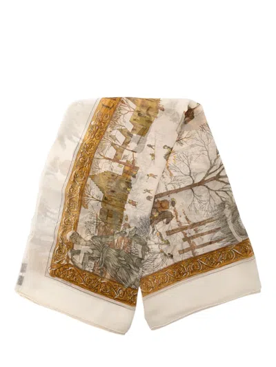 Pre-owned Hermes 1990-2010 L'hiver Silk Scarf 90 Scarves In Brown