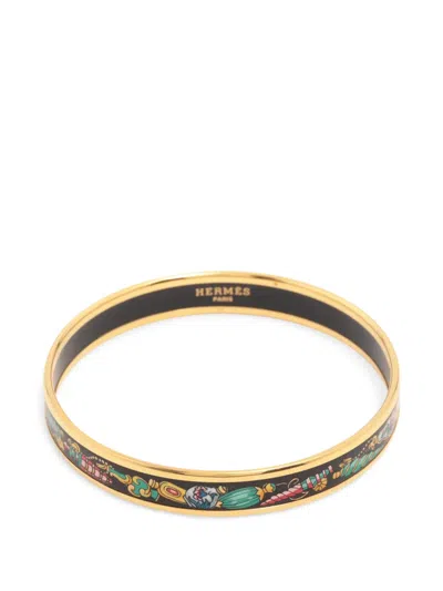 Pre-owned Hermes 1990-2010 Narrow Enamel Qu Importe Le Flacon Bangle 65 Costume Bracelet In Black