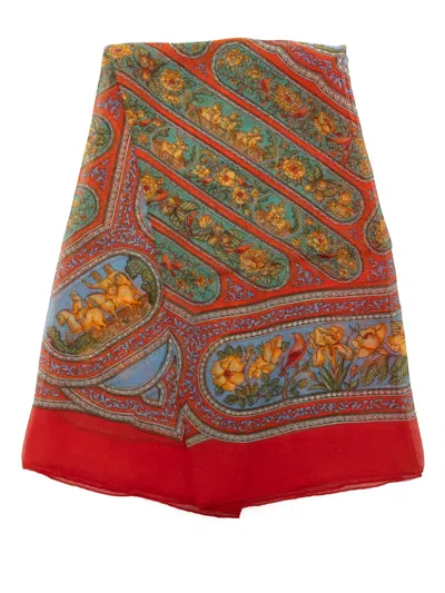 Pre-owned Hermes 1990-2010 Qalamdan Silk Scarf 90 Scarves In Orange