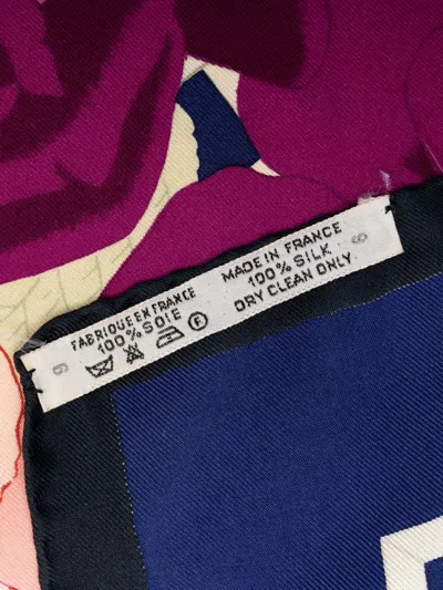 Pre-owned Hermes 1990-2010 Roseraie Silk Scarf 90 Scarves In Blue