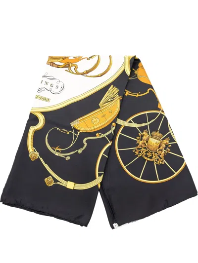 Pre-owned Hermes 1990-2010 Springs Silk Scarf 90 Scarves In Black