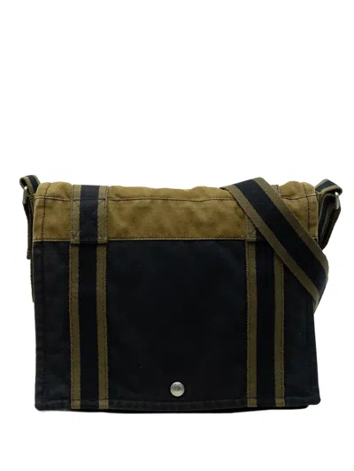 Pre-owned Hermes 1990-2015 Bicolor Canvas Fourre Tout Besace Mm Crossbody Bag In Blue