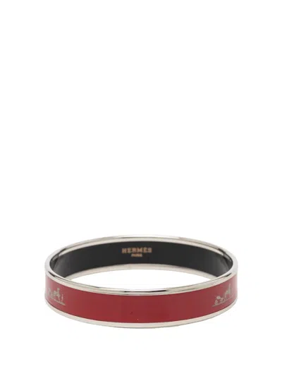 Pre-owned Hermes 1990-2015 Narrow Caleche Enamel Bangle 62 Costume Bracelet In Red