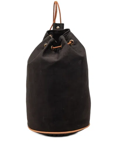 Pre-owned Hermes 1990-2015 Toile Polochon Mimile Backpack In Black