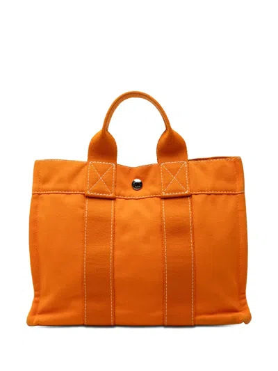 Pre-owned Hermes 1990-2020 Canvas Fourre Tout Pm Tote Bag In Orange