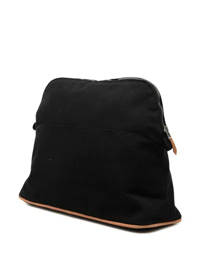Pre-owned Hermes 1990-2020 Toile Bolide Trousse De Voyage Mm Pouch In Black