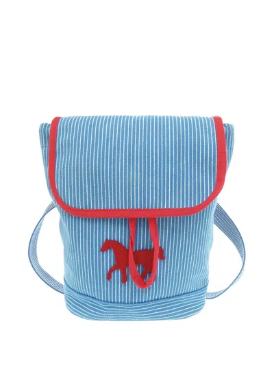 Pre-owned Hermes 1990-2020 Toile Cavalcolor Backpack In Blue