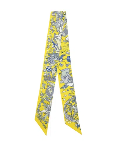 Pre-owned Hermes 1990-2026 La Folle Parade Silk Twilly Scarf Scarves In Multi