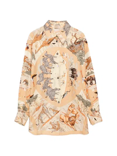 Pre-owned Hermes 1990s Animal-print Shirt In Neutral